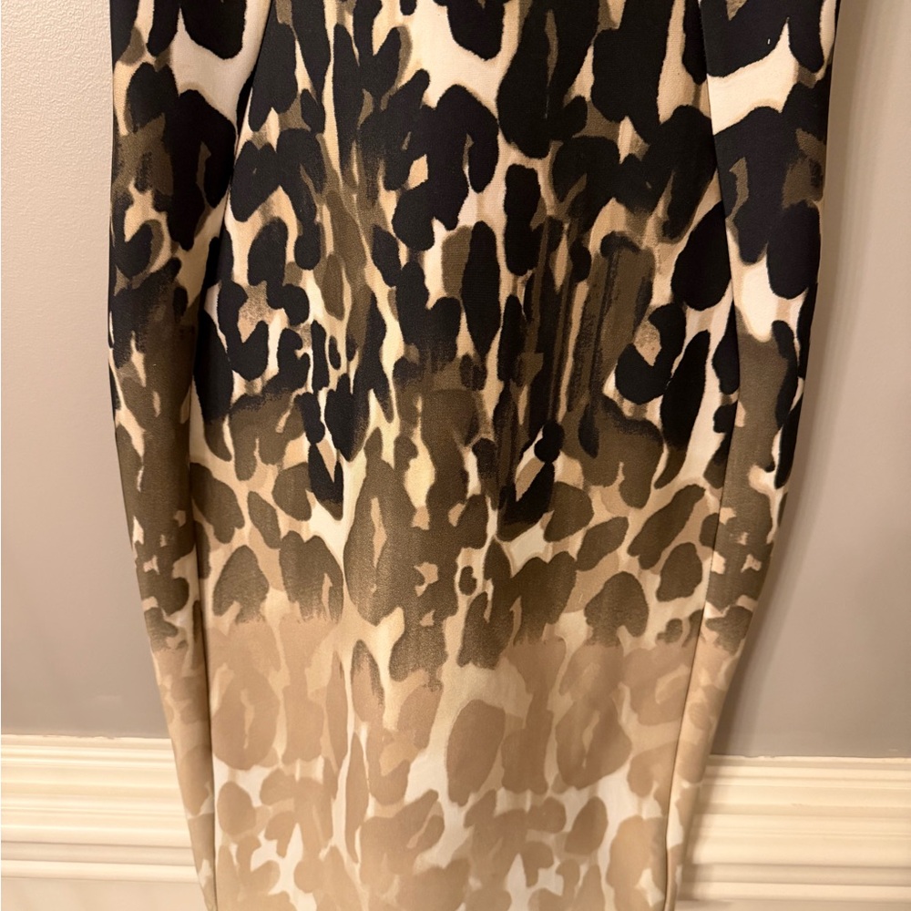 CALVIN KLEIN Ombre Leopard Neoprene Slimming Sheath Dress Sz 4 Animal Print - Picture 4 of 8